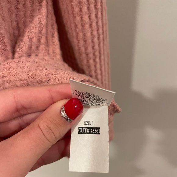 Lord & Taylor Design Lab Pink Cutout Waffle Knit Soft Tunic Top Women’s sz Large - Picture 10 of 10